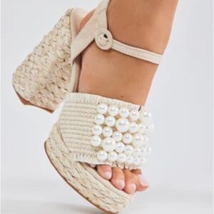 Kalinda Heeled Sandals - White Pearled